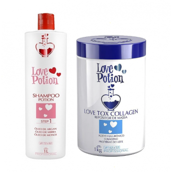 Shampoo love Potion 1L + Love Tox Collagen Sem Formol 1kg