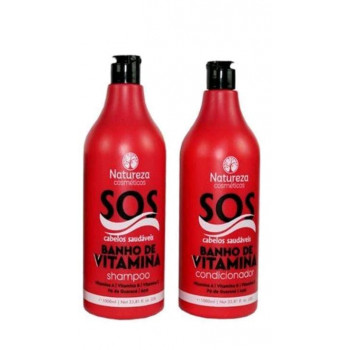  SOS BANHO DE VITAMINA  shampoo e condicionador 1L Natureza Cosméticos 