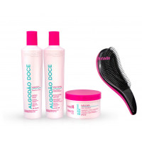 Kit Shampoo Máscara e Condicionador Algodão Doce Souple Liss Efeito Nuvem 3x300ml + Brinde