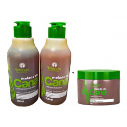 Kit Melado De Cana Shampoo + Condicionador + Máscara Natureza Cosmetico 300g cada