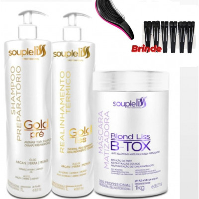 Kit Progressiva Gold Liss  + Botox Blond Liss  3x1kg Soupleliss 
