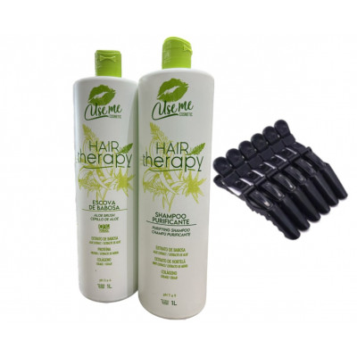 Escova de babosa + Shampoo purificante Hair Therapy use me cosmetic 2x1L