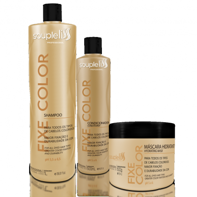 Kit fixe color souple liss profissional shampoo condicionador MáSCARA