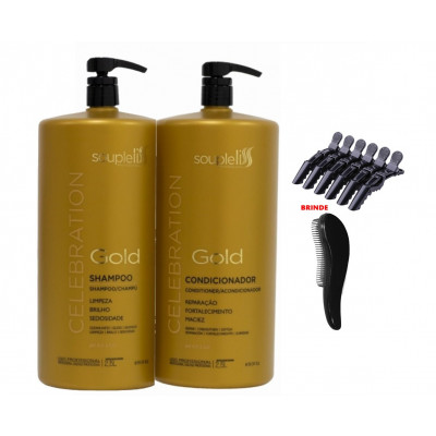 Shampoo e Condicionador Para Lavatório Souple Liss Gold Celebration 2x 2,5L + BRINDE