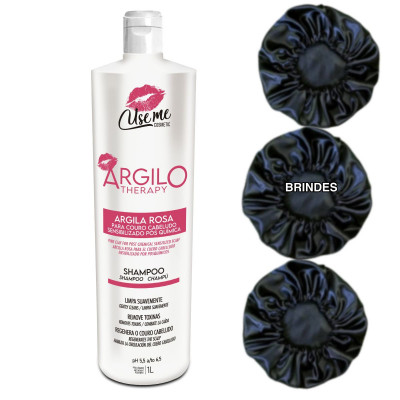 Shampoo Argila Rosa Use Me Para Cabelos Com Químcia 1l + BRINDE